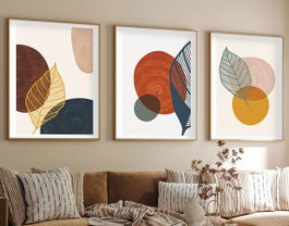 Wallity Huhu209 Cuadro Decorativo Enmarcado en MDF de 30 x 40 cm (3 Piezas)